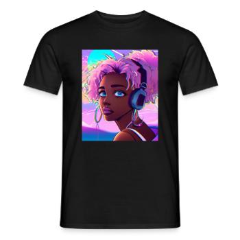 Pastel Aesthetic Cute Anime Girl - Men's T-Shirt - black - Front - AI Model Male 178 light (178cm)