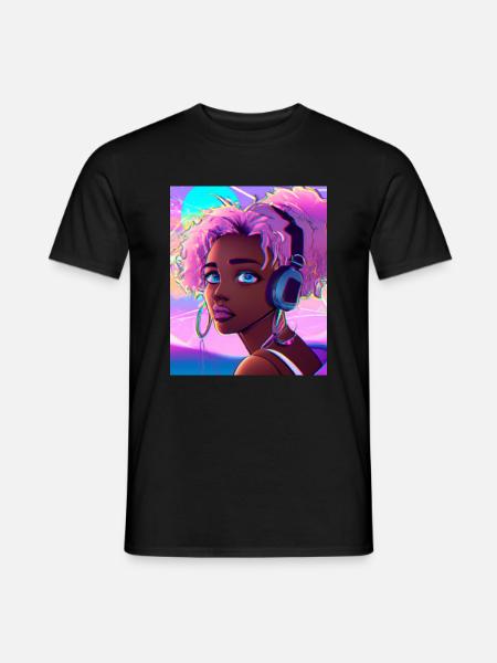 Pastel Aesthetic Cute Anime Girl - Men's T-Shirt - black