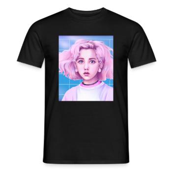 Pastel Aesthetic Cute Anime Girl - Men's T-Shirt - black - Front - AI Model Male 178 light (178cm)