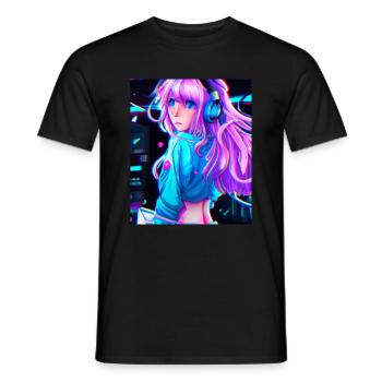 Pastel Aesthetic Cute Anime Girl - Men's T-Shirt - black - Front - AI Model Male 178 light (178cm)