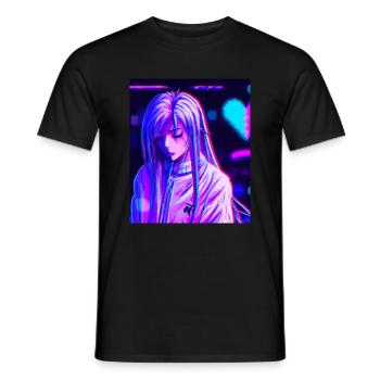 Pastel Esthétique Triste Anime Fille - T-shirt homme - noir - Devant - AI Model Male 178 light (178cm)