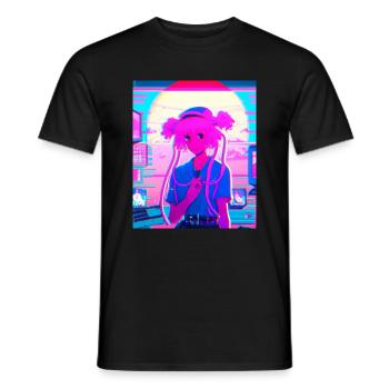 Pastel Esthétique Triste Anime Fille - T-shirt homme - noir - Devant - AI Model Male 178 light (178cm)