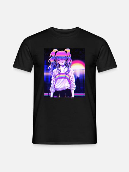 Pastel Aesthetic Sad Anime Girl - Männer T-Shirt - Schwarz
