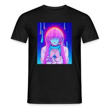 Pastel Esthétique Triste Anime Fille - T-shirt homme - noir - Devant - AI Model Male 178 light (178cm)