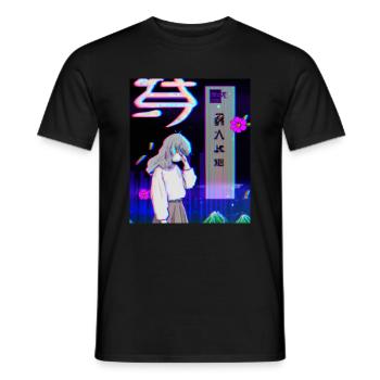 Pastel Esthétique Triste Anime Fille - T-shirt homme - noir - Devant - AI Model Male 178 light (178cm)