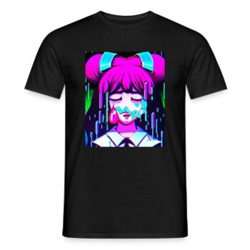 Pastel Esthétique Triste Anime Fille - T-shirt homme - noir - Devant - AI Model Male 178 light (178cm)