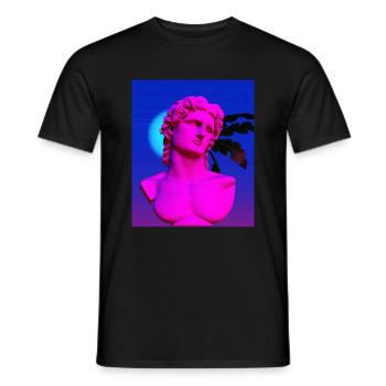 Vaporwave Statue Buste romain - T-shirt homme - noir - Devant - AI Model Male 178 light (178cm)