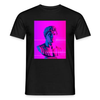 Vaporwave Statue Buste romain - T-shirt homme - noir - Devant - AI Model Male 178 light (178cm)