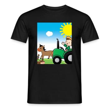 Grüner Traktor Geburtstag Bauernhof Tiere - Männer T-Shirt - Schwarz - Vorne - AI Model Male 178 light (178cm)