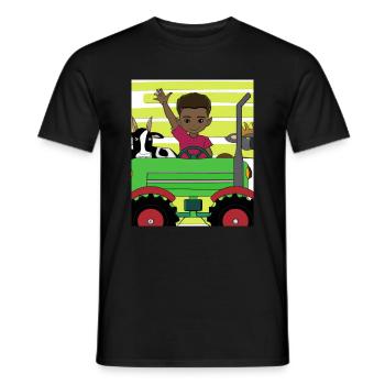 Green Tractor Birthday Anime Farm Animals - Men's T-Shirt - black - Front - AI Model Male 178 light (178cm)