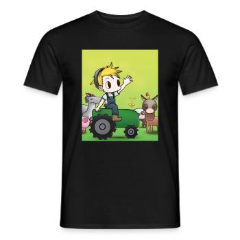 Green Tractor Birthday Anime Farm Animals - Men's T-Shirt - black - Front - AI Model Male 178 light (178cm)