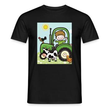 Grüner Traktor Geburtstag Bauernhof Tiere - Männer T-Shirt - Schwarz - Vorne - AI Model Male 178 light (178cm)