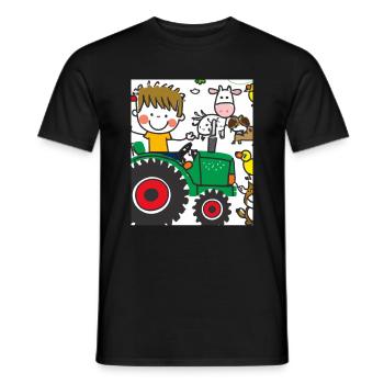 Grüner Traktor Geburtstag Bauernhof Tiere - Männer T-Shirt - Schwarz - Vorne - AI Model Male 178 light (178cm)