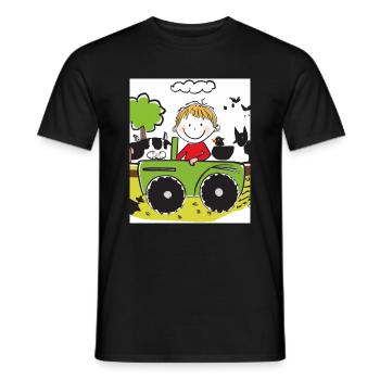 Grüner Traktor Geburtstag Bauernhof Tiere - Männer T-Shirt - Schwarz - Vorne - AI Model Male 178 light (178cm)
