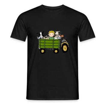 Grüner Traktor Geburtstag Bauernhof Tiere - Männer T-Shirt - Schwarz - Vorne - AI Model Male 178 light (178cm)