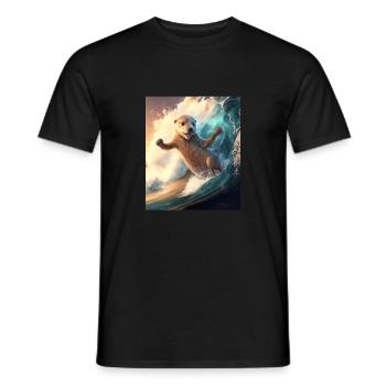 Beach Vibe Otter Cool Surfing Otter - Männer T-Shirt - Schwarz - Vorne - AI Model Male 178 light (178cm)