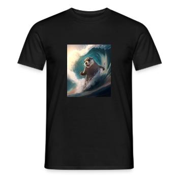Beach Vibe Otter Cool Surfing Otter - Men's T-Shirt - black - Front - AI Model Male 178 light (178cm)