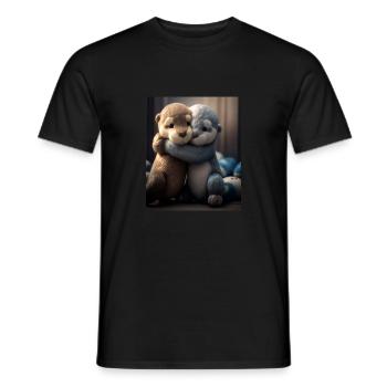 Loutre anniversaire Loutre Douce Loutre Câline - T-shirt homme - noir - Devant - AI Model Male 178 light (178cm)