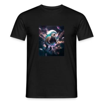 Funny Space Otters Space Otter With Planet - Männer T-Shirt - Schwarz - Vorne - AI Model Male 178 light (178cm)