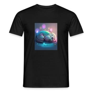 Otter Pet Owners Funny Sleepyhead Otter - Men's T-Shirt - black - Front - AI Model Male 178 light (178cm)