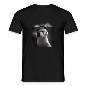 Musician Animal Pet Owners Otter Music Lover - Men's T-Shirt - black - Front - AI Model Male 178 light (178cm)