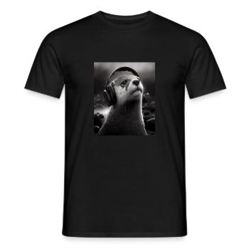 Musicien Animal Propriétaires d’animaux Loutre Amoureux de la musique - T-shirt homme - noir - Devant - AI Model Male 178 light (178cm)