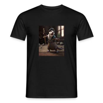 Cute Sea Otter Pet Dabbing Pirate Otter - Men's T-Shirt - black - Front - AI Model Male 178 light (178cm)