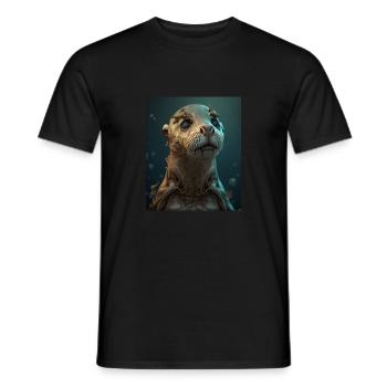 Creepy Otter Creature Spooky Zombie Otter - Men's T-Shirt - black - Front - AI Model Male 178 light (178cm)