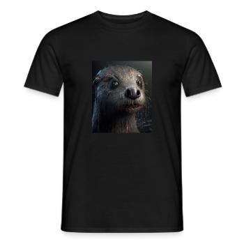 Creepy Otter Creature Spooky Zombie Otter - Men's T-Shirt - black - Front - AI Model Male 178 light (178cm)