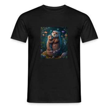 Cute Baby Otter Mother's Love Otter Baby - Männer T-Shirt - Schwarz - Vorne - AI Model Male 178 light (178cm)