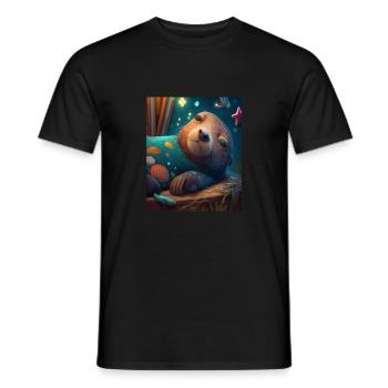 Cute Otter Bed Time Funny Bored Sleepyhead Otter - Männer T-Shirt - Schwarz - Vorne - AI Model Male 178 light (178cm)