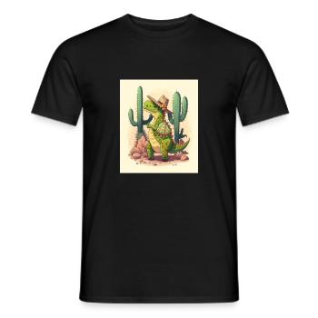 Dinosaur Lover Green Dinosaur Wearing Sombrero - Men's T-Shirt - black - Front - AI Model Male 178 light (178cm)