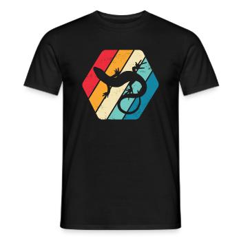 Gecko Lézard Reptile Nature Rétro - T-shirt homme - noir - Devant - AI Model Male 178 light (178cm)