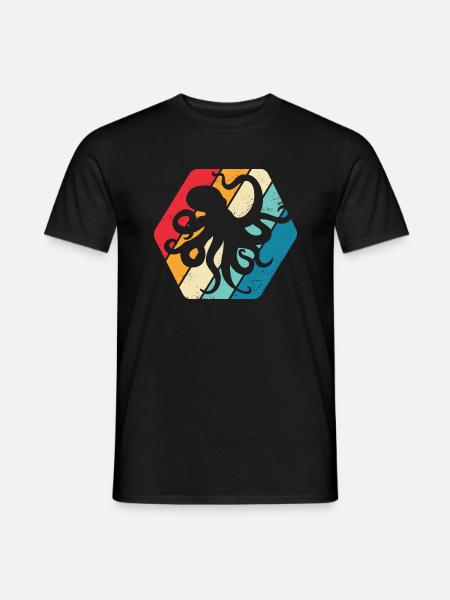 Octopus Octopus Ocean Sea Retro - Men's T-Shirt - black