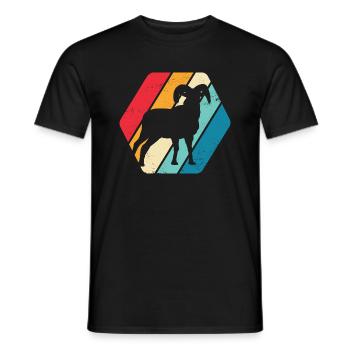 Mouflon Mouton Sauvage Animal Montagne Forêt Nature Rétro - T-shirt homme - noir - Devant - AI Model Male 178 light (178cm)