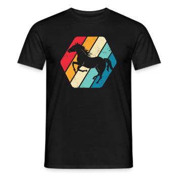 Pferd Hengst Reiten Reitsport Retro - Männer T-Shirt - Schwarz - Vorne - AI Model Male 178 light (178cm)