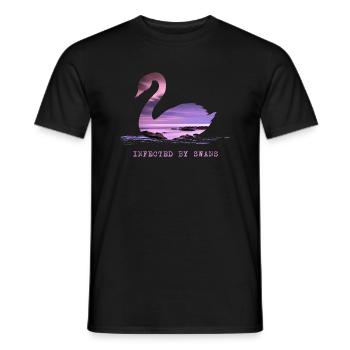 Cygnes cygnes au coucher du soleil Cygne amoureux de l’étang - T-shirt homme - noir - Devant - AI Model Male 178 light (178cm)