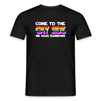 Venez à la Gay Side LGBT Arc-en-ciel Gay Pride - T-shirt homme - noir - Devant - AI Model Male 178 light (178cm)