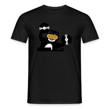 dj musik platte auflegen mischpult club disko ping - Männer T-Shirt - Schwarz - Vorne - AI Model Male 178 light (178cm)