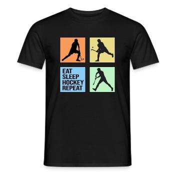 field hockey repeat hockey player retro - Men's T-Shirt - black - Front - AI Model Male 178 light (178cm)