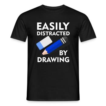 Abgelenkt durch Zeichnen eines lustigen - Männer T-Shirt - Schwarz - Vorne - AI Model Male 178 light (178cm)
