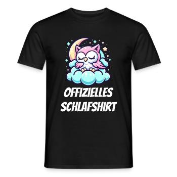 Official Sleep Shirt - Cute Owl Motif - Men's T-Shirt - black - Front - AI Model Male 178 light (178cm)