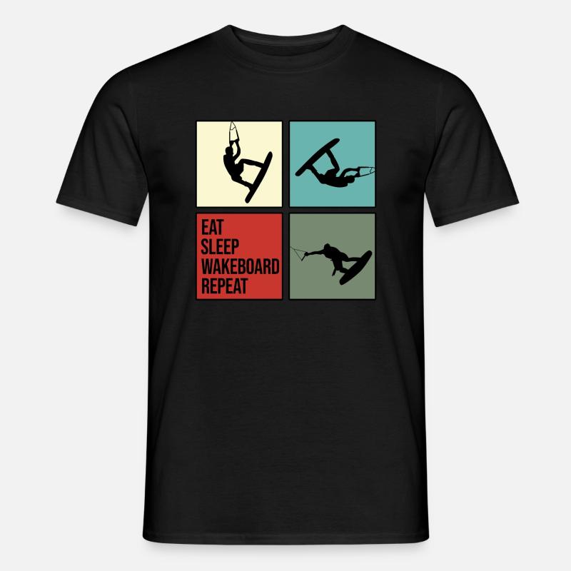 wakeboard wakeboarder cable wasserratte eat repeat - Männer T-Shirt - Schwarz