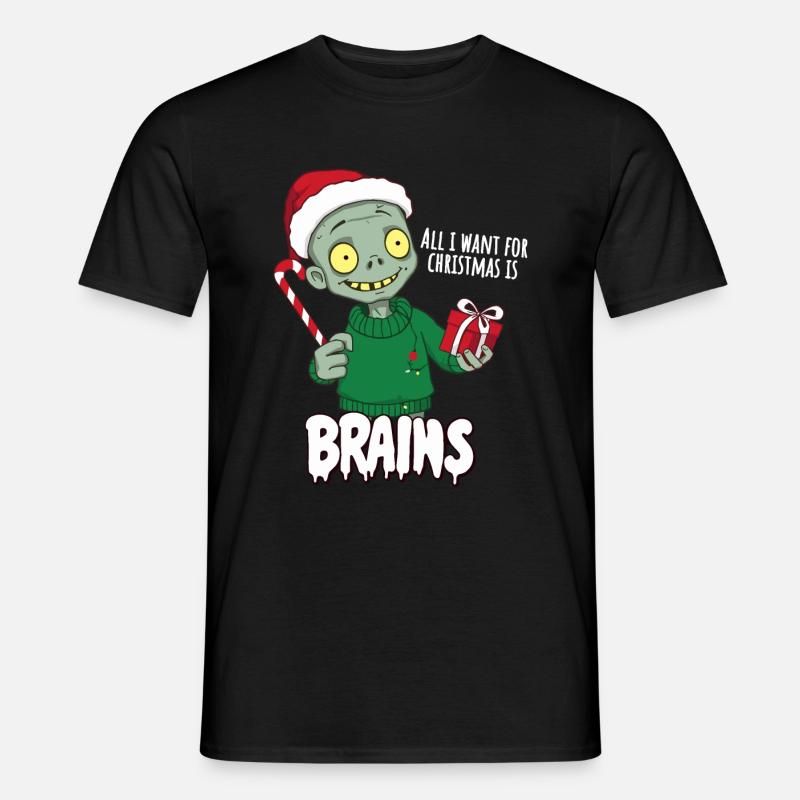Weihnachtszombie mit Geschenk - Männer T-Shirt - Schwarz