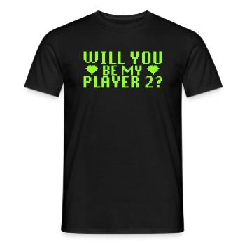 WILL YOU MARRY ME - PLAYER 2 - PROPOSITION - SE MARIER - T-shirt homme - noir - Devant - AI Model Male 178 light (178cm)