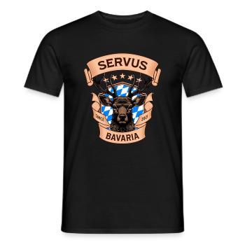 Servus Bavaria - Deer, Beer & Bavarian Culture - Men's T-Shirt - black - Front - AI Model Male 178 light (178cm)