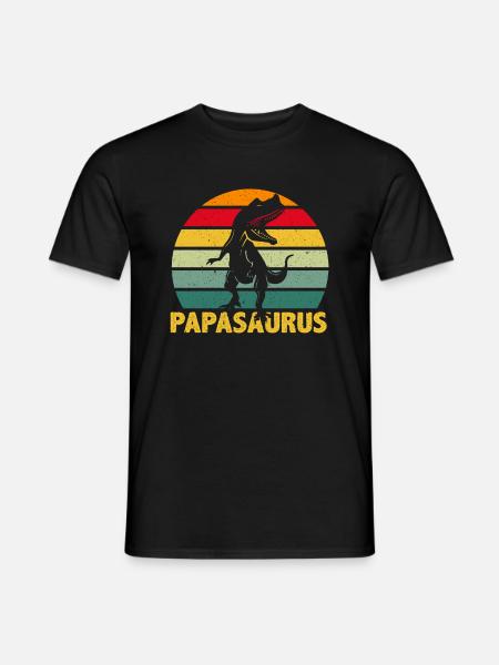 Papasaurus T-Rex Papa Father Dad Dino Funny - Men's T-Shirt - black