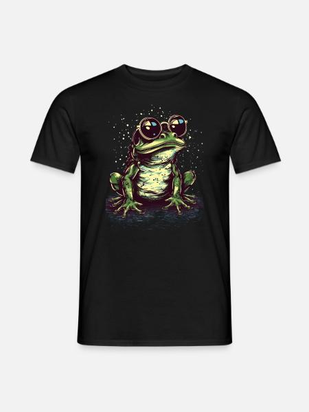Cooler grüner Frosch mit Sonnenbrille - Männer T-Shirt - Schwarz