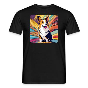 Cute Corgi Dog in Retro Style - Men's T-Shirt - black - Front - AI Model Male 178 light (178cm)