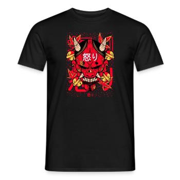 Vintage Rot Hannya Dämon Tattoo - Männer T-Shirt - Schwarz - Vorne - AI Model Male 178 light (178cm)